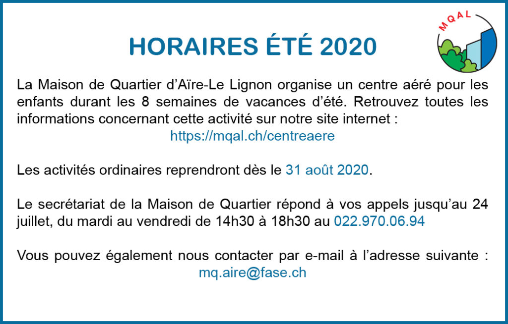Horaires d'été